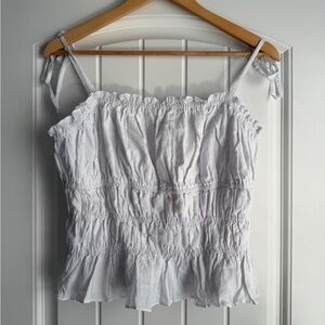 Kittenish White Ruffled Camisole Top